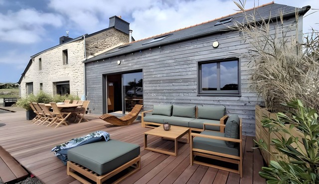 Breton Chalet with Nordic Bath and Golf Views in Plouarzel