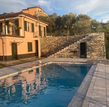 Villa swimming pool Ca'Du'Ma' Portofino view est
